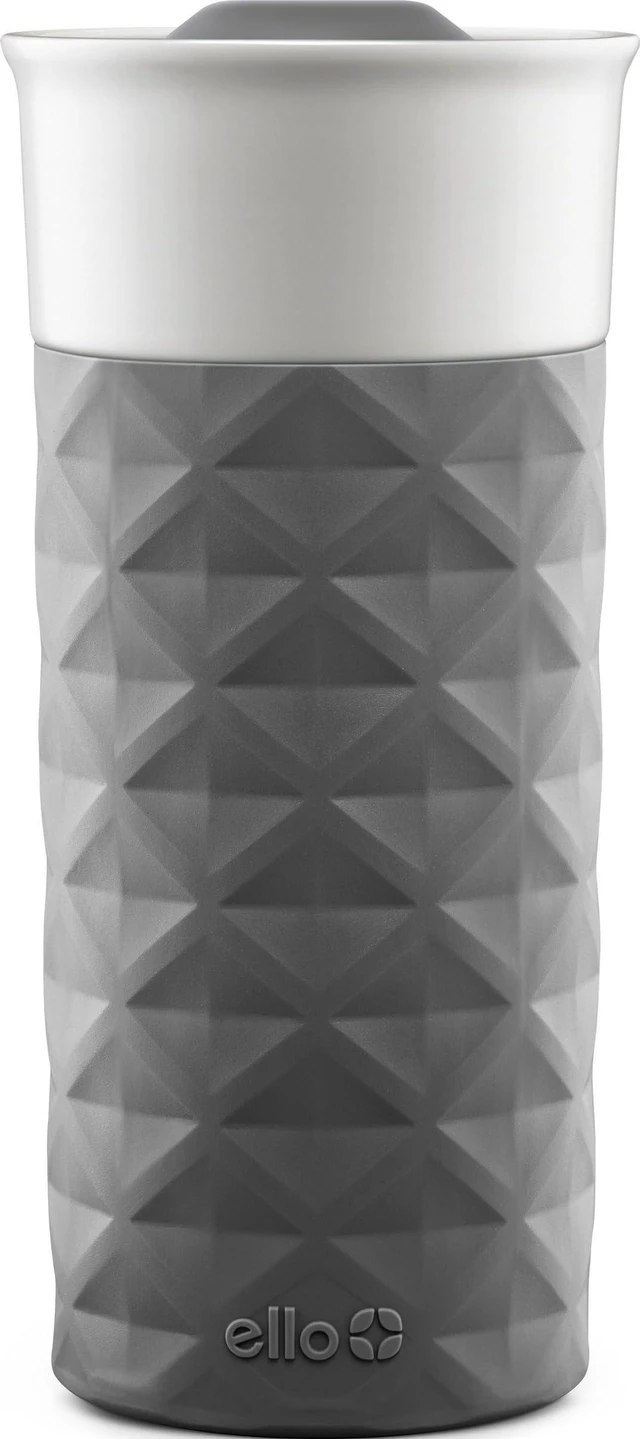 Main image of Ogden Ceramic Travel Mug with Splash-Resistant Slider Lid and Protective Silicone Boot, Perfect for Coffee or Tea, BPA Free, Dishwasher Safe, Gray, 16 oz, 758-0438-040