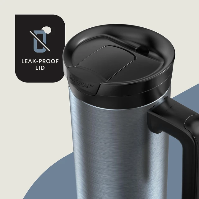 Alt view image 2 of 5 - Superior 2.0 Stainless Steel Travel Mug with Handle Leak-Proof Lid Double-Wall Insulation for Hot & Cold Beverages, 20oz ,Dark Ice, Ideal for Commuting and Travel