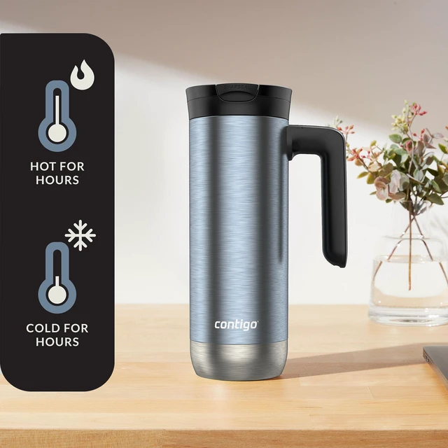 Alt view image 3 of 5 - Superior 2.0 Stainless Steel Travel Mug with Handle Leak-Proof Lid Double-Wall Insulation for Hot & Cold Beverages, 20oz ,Dark Ice, Ideal for Commuting and Travel