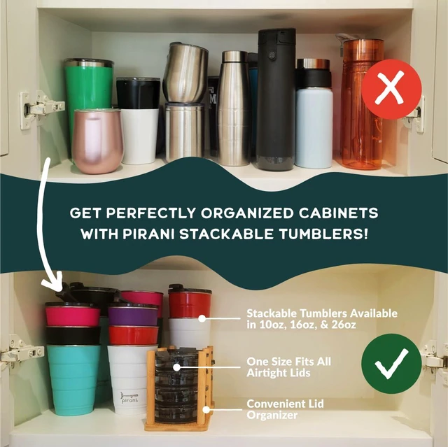 Alt view image 4 of 6 - 16oz Insulated Stackable Tumbler - Skinny-Wall Triple Vacuum Insulation Cup with Version 2.0 Air-Tight, Screw-On Lid Lid - Space Saving Design - Slate
