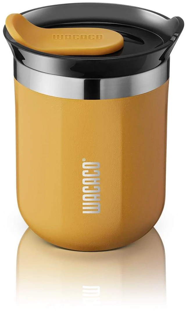 Main image of Octaroma Classico Travel Coffee Mug, Double-wall Stainless Steel Travel Tumbler With Drinking Lid, 6 fl oz (180ml), Amber Yellow