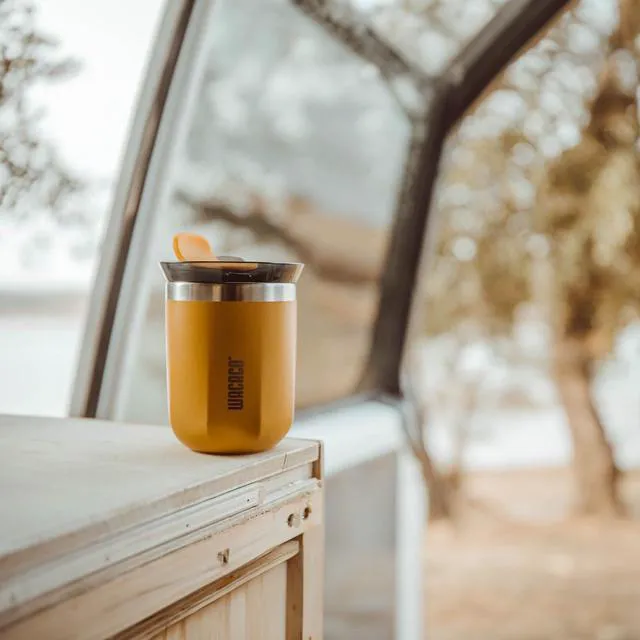 Alt view image 4 of 7 - Octaroma Classico Travel Coffee Mug, Double-wall Stainless Steel Travel Tumbler With Drinking Lid, 6 fl oz (180ml), Amber Yellow