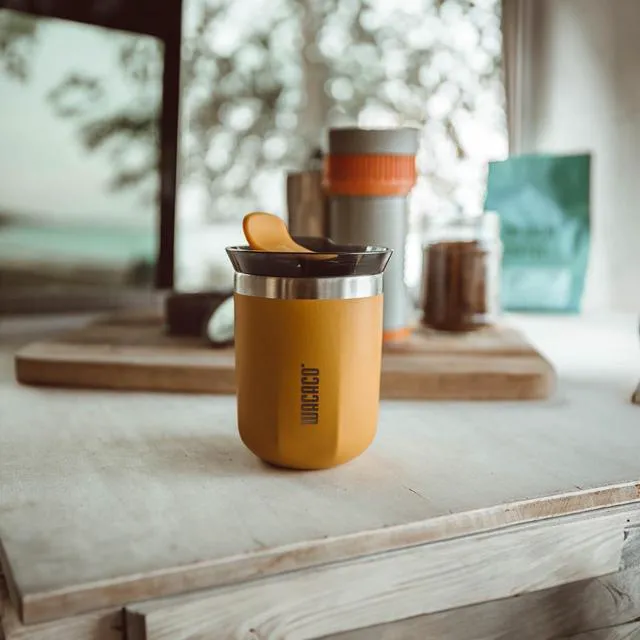 Alt view image 5 of 7 - Octaroma Classico Travel Coffee Mug, Double-wall Stainless Steel Travel Tumbler With Drinking Lid, 6 fl oz (180ml), Amber Yellow
