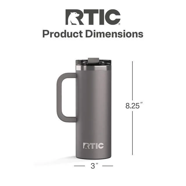 Alt view image 4 of 7 - 20oz Road Trip Travel Mug with Lid and Handle, Ceramic Lined, Graphite | Stainless Steel Metal, Insulated Travel Cup for Hot and Cold Drinks, Coffee, Car, Camping and Travel