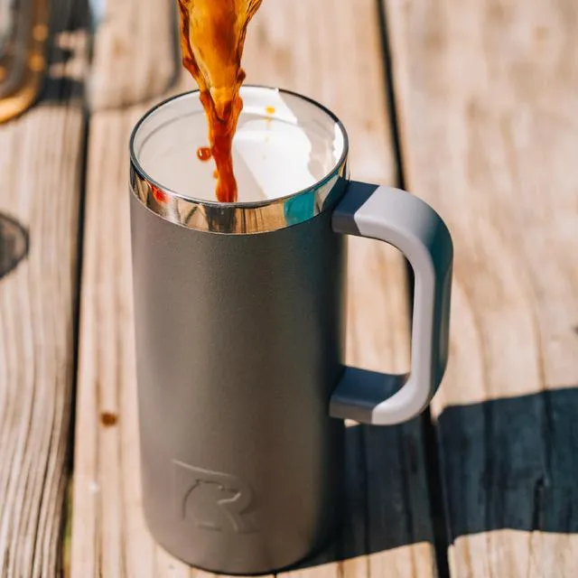 Alt view image 5 of 7 - 20oz Road Trip Travel Mug with Lid and Handle, Ceramic Lined, Graphite | Stainless Steel Metal, Insulated Travel Cup for Hot and Cold Drinks, Coffee, Car, Camping and Travel