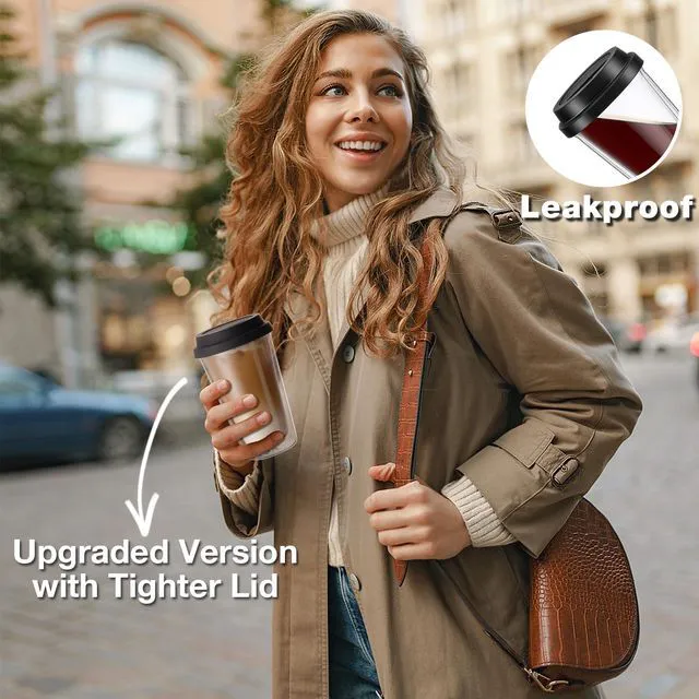 Alt view image 5 of 7 - ® 2 Packs Double Walled Glass Coffee Mugs with Silicone Lids, 12 OZ Reusable Glass Coffee Cups, Insulated Coffee Mugs, Cappuccino,Tea,Latte,Iced Coffee Cups, Glass Travel Mug, Heat Resistant