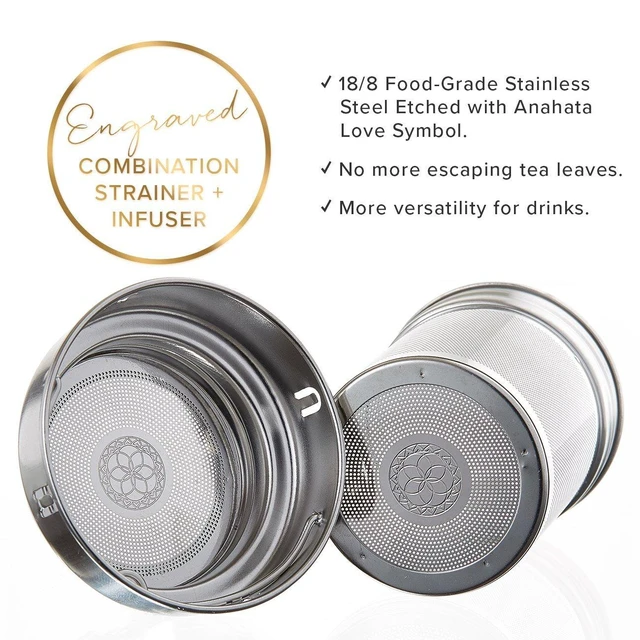 Alt view image 4 of 7 - Insulated Bamboo Tea Travel Tumbler with Infuser, Strainer & Sleeve - For Hot Coffee or Cold, Stainless Steel Coffee Mug, Ideal Tea Gift Set, Keeps Beverages Hotter for Longer