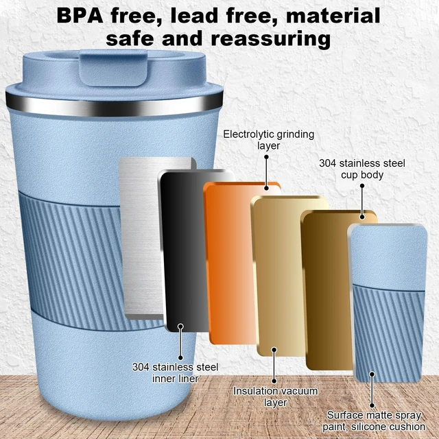 Alt view image 3 of 7 - Insulated Travel Coffee Cup with Leak Proof Lid,To Go Camping Stainless Steel Vacuum Coffee Mug, Reusable Coffee Tumblers Hot & Cold Drinks Gifts Multiple Sizes and Colors