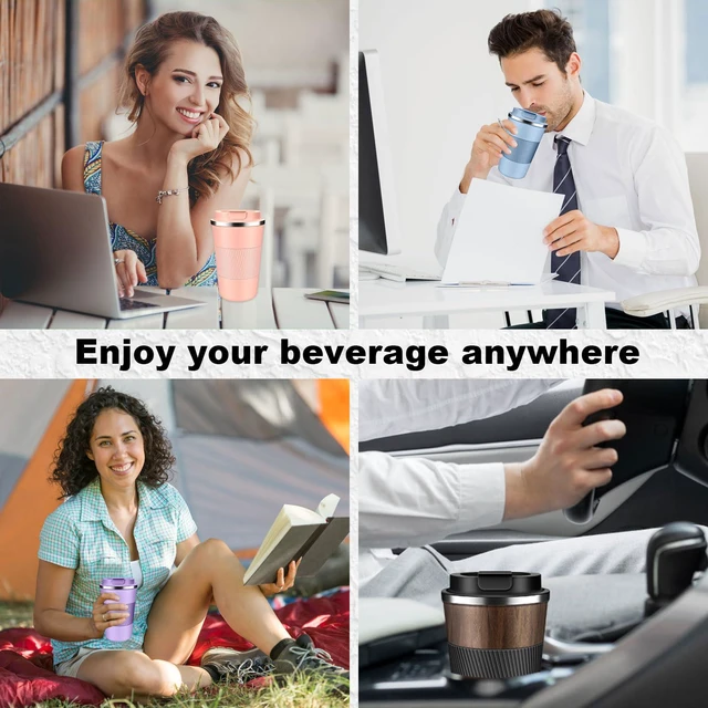 Alt view image 7 of 7 - Insulated Travel Coffee Cup with Leak Proof Lid,To Go Camping Stainless Steel Vacuum Coffee Mug, Reusable Coffee Tumblers Hot & Cold Drinks Gifts Multiple Sizes and Colors