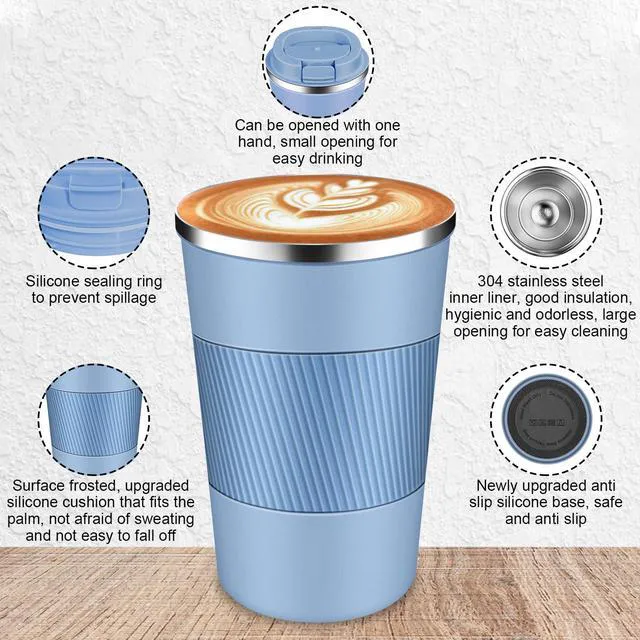 Alt view image 2 of 7 - Insulated Travel Coffee Cup with Leak Proof Lid,To Go Camping Stainless Steel Vacuum Coffee Mug, Reusable Coffee Tumblers Hot & Cold Drinks Gifts Multiple Sizes and Colors