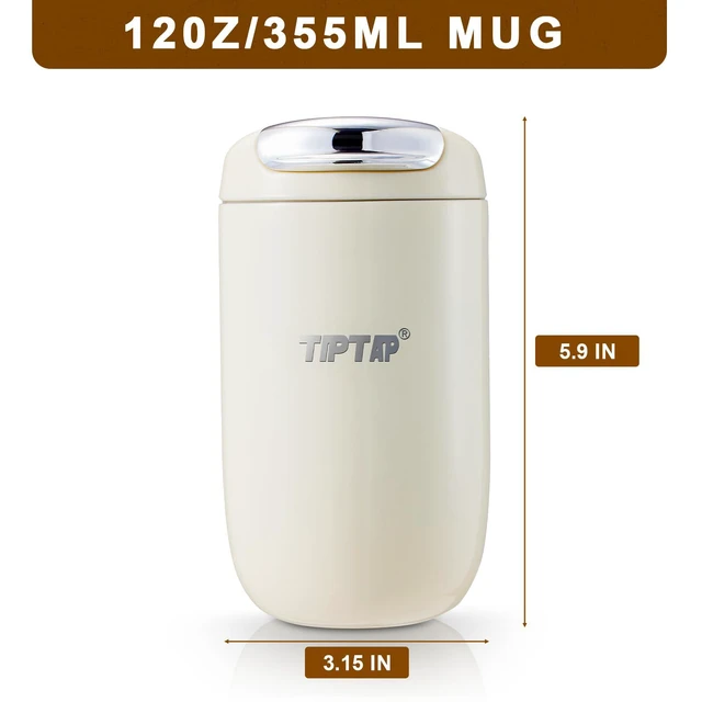 Alt view image 2 of 7 - 12oz/350ml Stainless Steel Vacuum Insulated Tumbler, Coffee Travel Mug Spill Proof with Lid, Thermos Cup for Keep Hot/Ice Coffee, Chocolate, Tea and More (White)