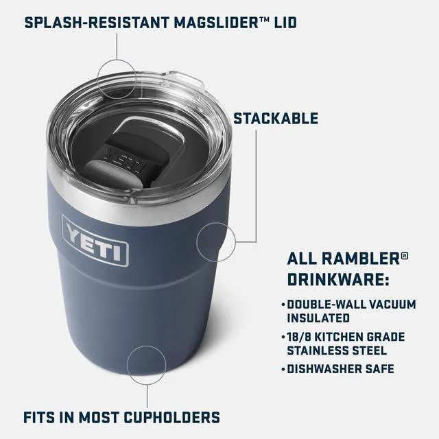 Alt view image 2 of 7 - Rambler 16 oz Stackable Tumbler, Vacuum Insulated, Stainless Steel with MagSlider Lid, Navy