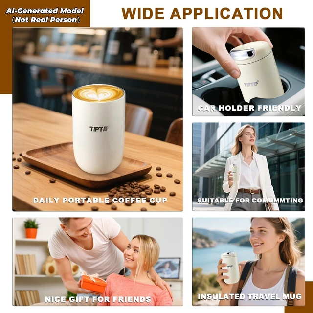 Alt view image 7 of 7 - 12oz/350ml Stainless Steel Vacuum Insulated Tumbler, Coffee Travel Mug Spill Proof with Lid, Thermos Cup for Keep Hot/Ice Coffee, Chocolate, Tea and More (White)