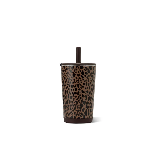 Alt view image 2 of 6 - Everyday Tumbler 14 oz, Ceramic-Lined Straw Cup, Brown Leopard