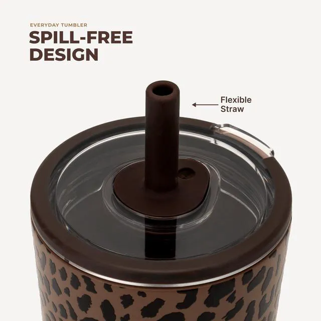 Alt view image 4 of 6 - Everyday Tumbler 14 oz, Ceramic-Lined Straw Cup, Brown Leopard