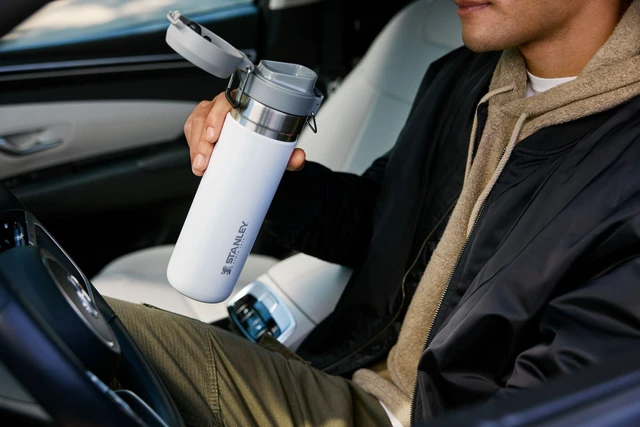 Alt view image 2 of 4 - Quick Flip GO Bottle, 36 oz, Frost | Push Button Lid | Packable for Travel and Sports | Leakproof Water Bottle | Insulated Stainless Steel | BPA-Free