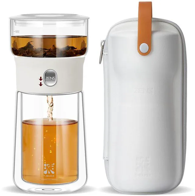 Main image of Modern Glass Infuser Pot, One Touch Tea Maker for Loose Leaf Tea | Glass Teapot with Infuser, Magic Tea Infuser with 6.7oz Insulated Mug and Portable Case for Tea Lovers Gifts