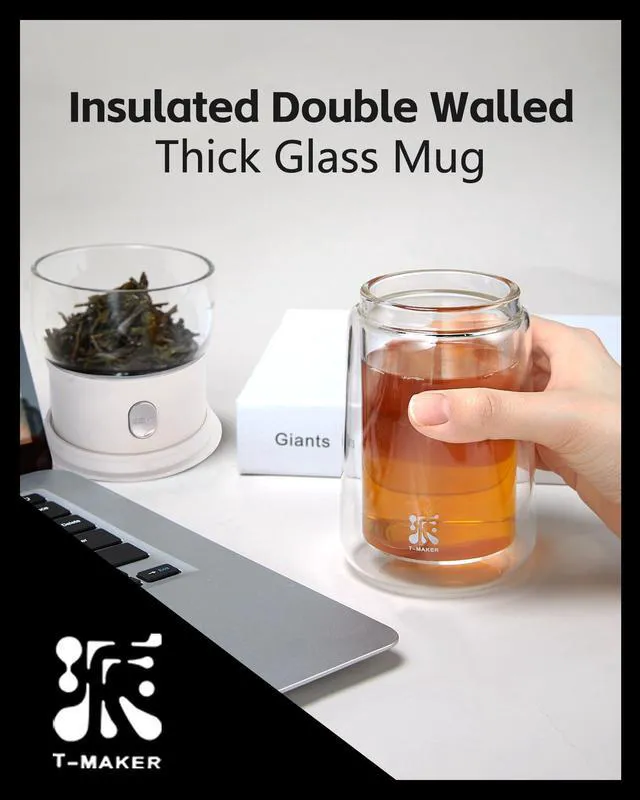 Alt view image 6 of 7 - Modern Glass Infuser Pot, One Touch Tea Maker for Loose Leaf Tea | Glass Teapot with Infuser, Magic Tea Infuser with 6.7oz Insulated Mug and Portable Case for Tea Lovers Gifts