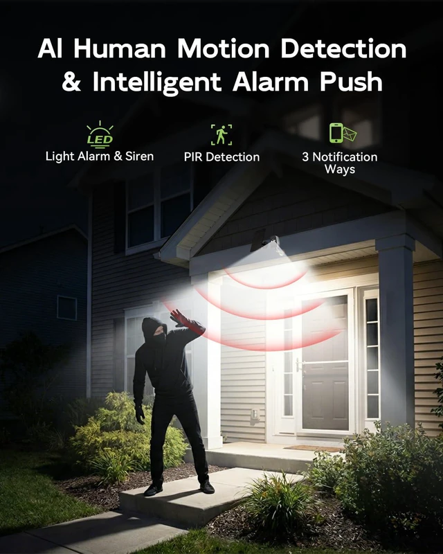 Alt view image 7 of 7 - 2-Pack 2K 5G Solar Security Cameras Wireless Outdoor for Home | 2-Pack Home Security Camera, 100% Wire-Free Installation, 2-Way Real-Time Talk, Instant App Notifications, All-Weather Usages
