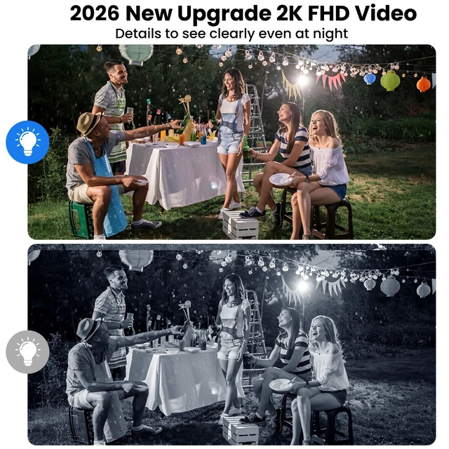 Alt view image 2 of 7 - 2026 Upgraded 2K Security Cameras Wireless Outdoor (2 Pack), Free Cloud Storage, Long Battery Life, AI Motion Detection, Spotlight & Siren, Waterproof, WiFi Surveillance Outdoor Camera with 2-Way Talk