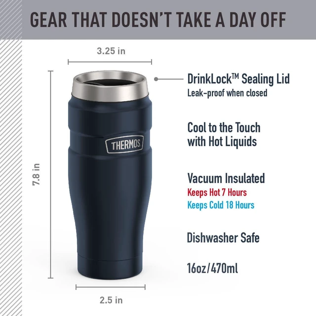 Alt view image 2 of 7 - Stainless King Stainless Steel Tumbler, 16oz, Midnight Blue | Vacuum-Insulated Coffee Tumbler for Hot & Cold Drinks, For Commuting & Traveling