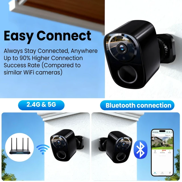 Alt view image 5 of 7 - 2026 Upgraded 2K Security Cameras Wireless Outdoor (2-Pack), Free Cloud & SD Storage, Long Battery Life, 2.4G/5G Wifi Support, Motion Detection, Color Night Vision, Spotlight, Waterproof, 2-Way Talk