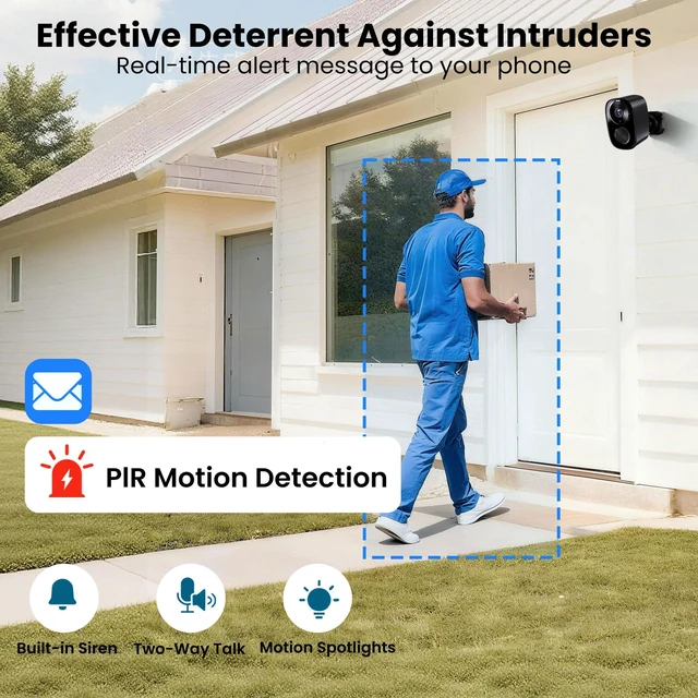 Alt view image 7 of 7 - 2026 Upgraded 2K Security Cameras Wireless Outdoor (2-Pack), Free Cloud & SD Storage, Long Battery Life, 2.4G/5G Wifi Support, Motion Detection, Color Night Vision, Spotlight, Waterproof, 2-Way Talk