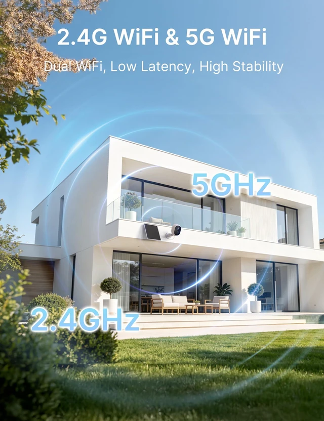 Alt view image 4 of 7 - 2 Pack Solar Security Cameras Wireless Outdoor, 5G&2.4GHz WiFi, 2K HD | Solar Battery Cameras for Home Security, AI Motion Detection, Color Night Vision, Spotlight Siren, IP65, SD/Cloud Storage