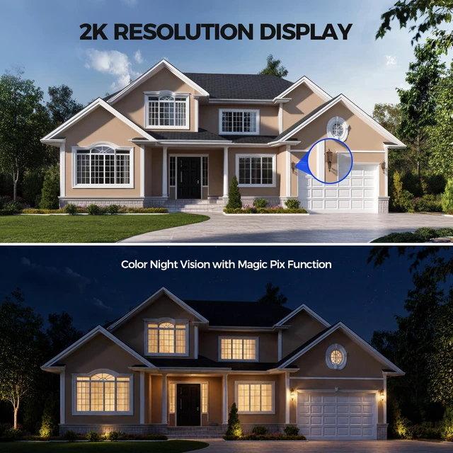 Alt view image 2 of 7 - Solar Security Cameras Wireless Outdoor - 2K Night Color Vision Cameras for Home Security, AI Motion Detection, 360° View, Spotlight, 2-Way Audio, Siren, IP67 Waterproof, SD/Cloud Storage