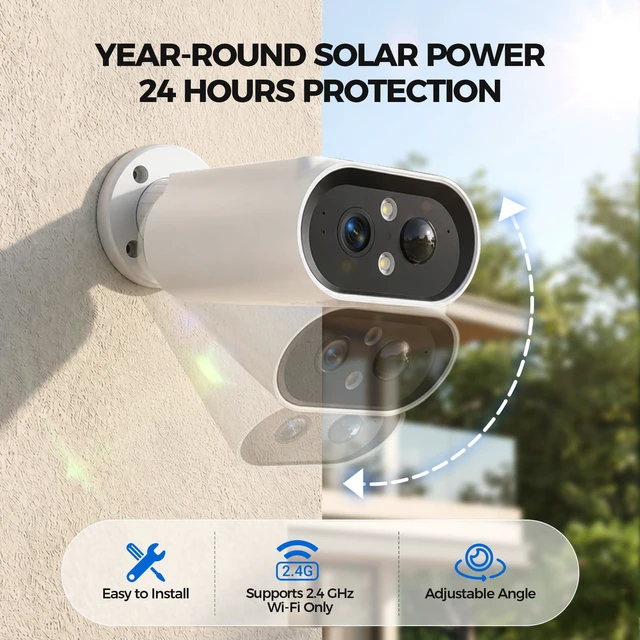 Alt view image 5 of 7 - Solar Security Cameras Wireless Outdoor - 2K Night Color Vision Cameras for Home Security, AI Motion Detection, 360° View, Spotlight, 2-Way Audio, Siren, IP67 Waterproof, SD/Cloud Storage