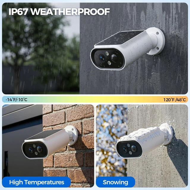 Alt view image 7 of 7 - Solar Security Cameras Wireless Outdoor - 2K Night Color Vision Cameras for Home Security, AI Motion Detection, 360° View, Spotlight, 2-Way Audio, Siren, IP67 Waterproof, SD/Cloud Storage