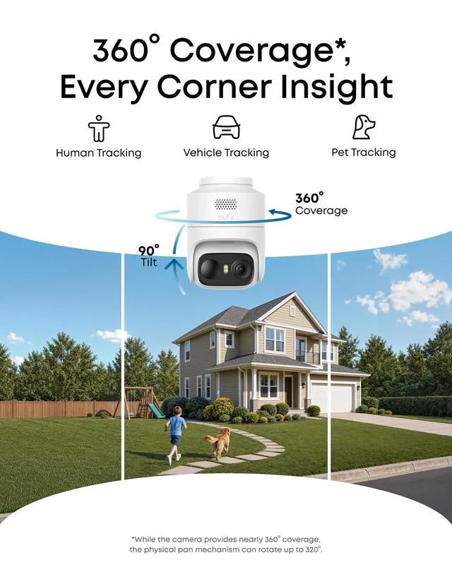 Alt view image 2 of 7 - eufyCam C37, Solar Cameras Wireless Outdoor,2K Resolution | 360° Pan & Tilt AI Tracking, Human/Pet/Vehicle Detection, Flexible Solar Panel, Color Night Vision, No Monthly Fee