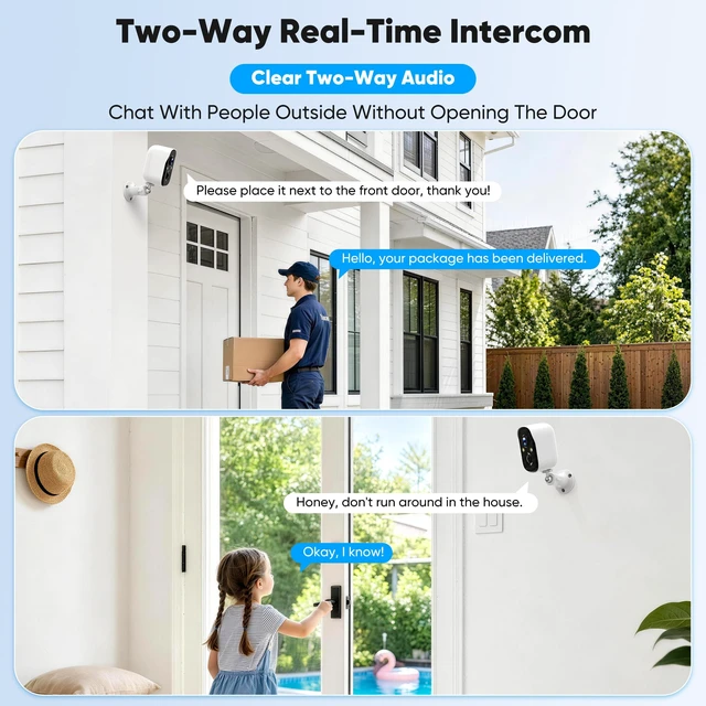Alt view image 5 of 7 - 2 Pack 4MP Security Cameras Wireless Outdoor, Color Night Vision Camera | Cameras for Home Security with PIR Motion Detection, SD/Cloud Storage, 2-Way Audio, Siren Alarm, FHD, IP65, Works with Alexa