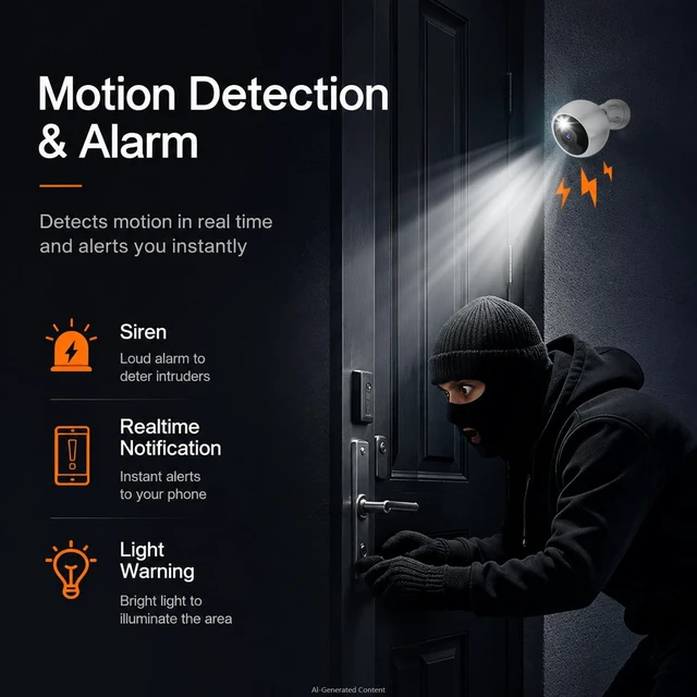 Alt view image 5 of 7 - Security Cameras Wireless Outdoor, 2K Camera for Home Security | Battery Camera, Indoor Camera, Color Night Vision, 2.4G WiFi, 2-Way Talk, Siren Alarm, AI Motion Detection, 2 Pack