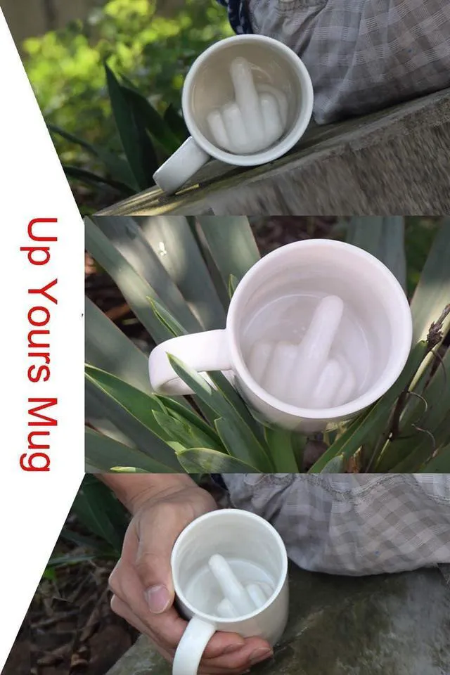 Alt view image 3 of 6 - Up Yours Mug Thumbs Up Ceramic Middle Finger Coffee Cup 14 Ounces Milk Tea Funny Coffee Gift Mug for New Year, Christmas, Halloween and Birthday