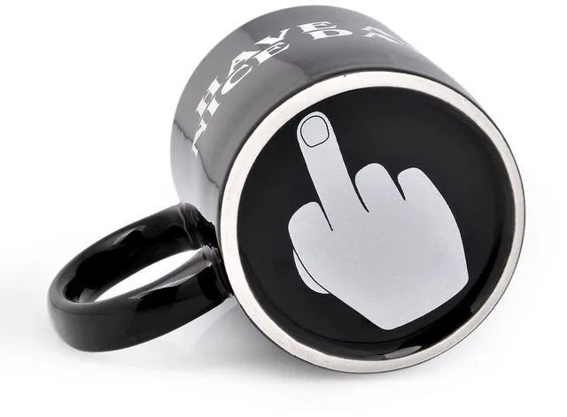 Main image of Have A Nice Day Mug Middle Finger Mug 300 Millilitre Ceramic Coffee Cup Funny Birthday Present (Black)