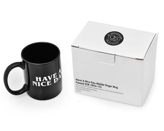 Alt view image 3 of 7 - Have A Nice Day Mug Middle Finger Mug 300 Millilitre Ceramic Coffee Cup Funny Birthday Present (Black)