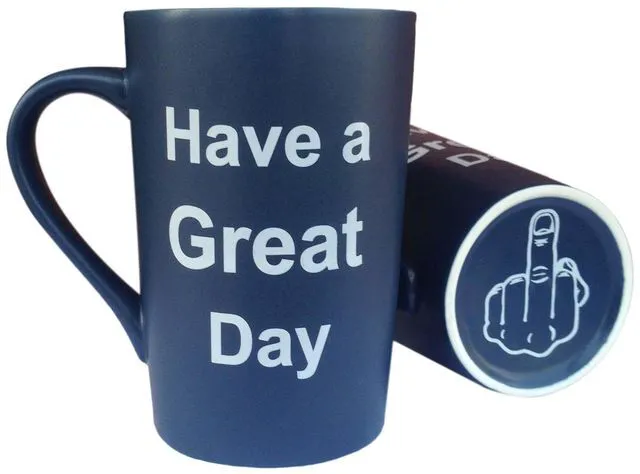 Main image of Funny Coffee Mug Have a Great Day Middle Finger Cup, 15 Oz