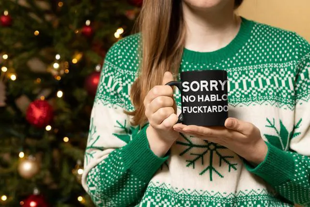 Alt view image 5 of 7 - Sorry No Hablo Fuctardo Funny Coffee Mug & Tea Cup | Unique Novelty Gift for Men | Awesome Hilarious Humorous Mug, Coworker Gift (Black)