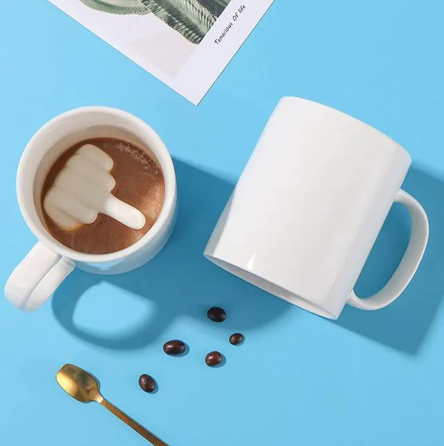 Alt view image 5 of 7 - Middle Finger Mug Up Yours Coffee Mug Funny Novelty Ceramic Tea Cup White Elephant Gift Gag Gift for Valentine Day Birthday Halloween Christmas and New Year