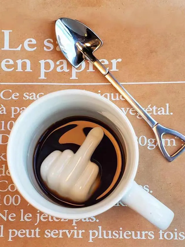 Alt view image 7 of 7 - Middle Finger Mug Up Yours Coffee Mug Funny Novelty Ceramic Tea Cup White Elephant Gift Gag Gift for Valentine Day Birthday Halloween Christmas and New Year