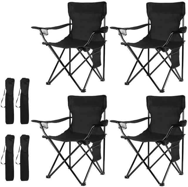 Main image of 4Pack Folding Camping Chairs, Portable for Beach, Lawn, Black | Lightweight, No Assembly,Portable,Save Space