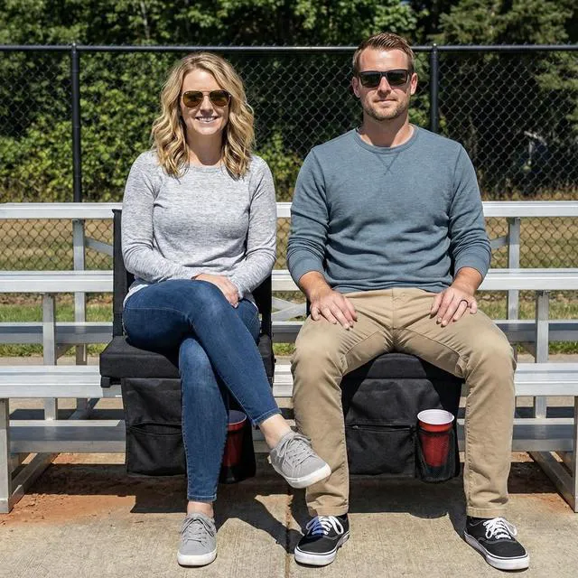 Alt view image 5 of 7 - Stadium Seats with Back Support Folding Chair for Bleachers | 2.8" Thick Padded Bleacher Chairs, Folding Portable Stadium Seat with Anti-Tip Hooks, Back Support & Shoulder Strap