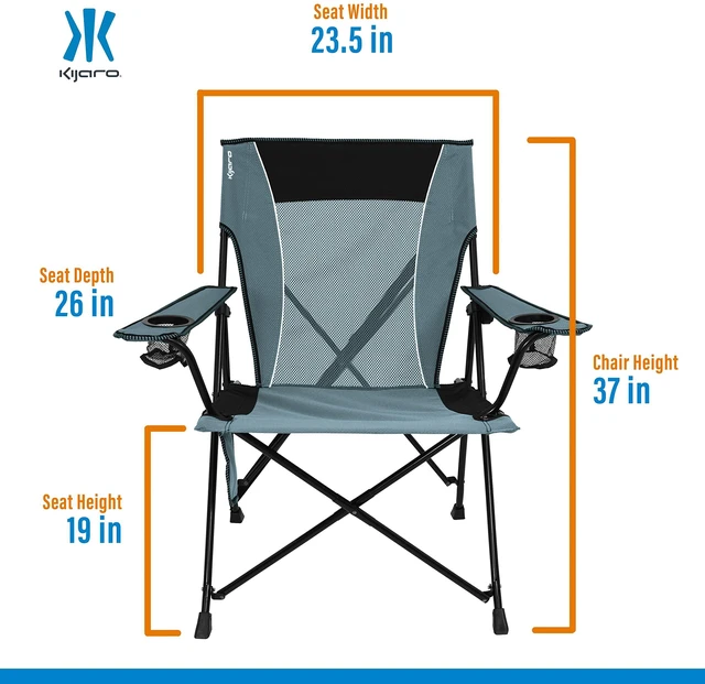 Alt view image 2 of 7 - Portable Camping Chairs - Enjoy the Outdoors with a Versatile Folding Sports Chair for Outdoor & Lawn - Dual Lock Feature Locks Position Hallet Peak Gray