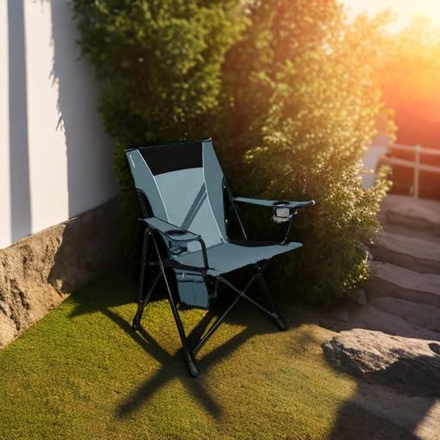 Alt view image 5 of 7 - Portable Camping Chairs - Enjoy the Outdoors with a Versatile Folding Sports Chair for Outdoor & Lawn - Dual Lock Feature Locks Position Hallet Peak Gray