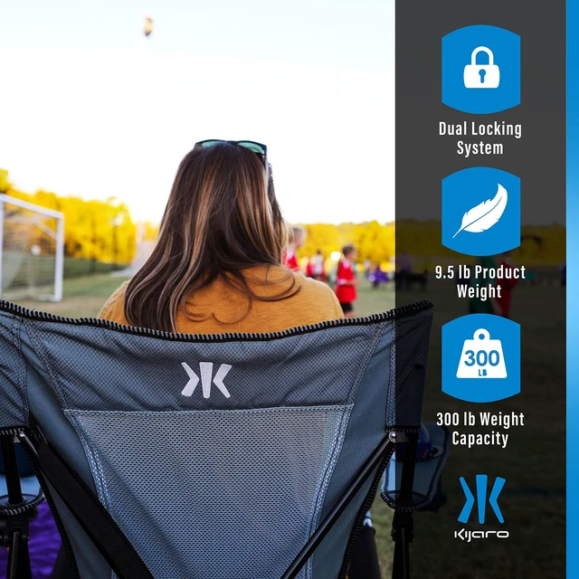 Alt view image 3 of 7 - Portable Camping Chairs - Enjoy the Outdoors with a Versatile Folding Sports Chair for Outdoor & Lawn - Dual Lock Feature Locks Position Hallet Peak Gray