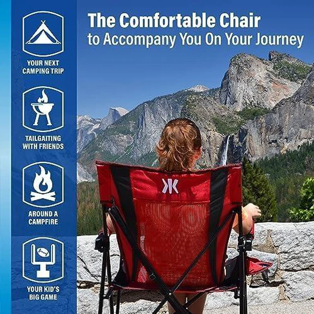 Alt view image 7 of 7 - Portable Camping Chairs - Enjoy the Outdoors with a Versatile Folding Sports Chair for Outdoor & Lawn - Dual Lock Feature Locks Position Hallet Peak Gray