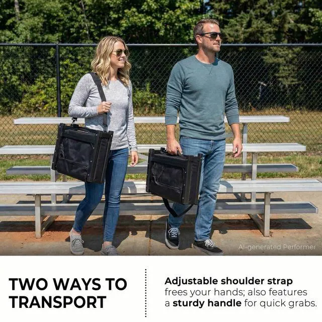 Alt view image 7 of 7 - Stadium Seats with Back Support Folding Chair for Bleachers | 2.8" Thick Padded Bleacher Chairs, Folding Portable Stadium Seat with Anti-Tip Hooks, Back Support & Shoulder Strap