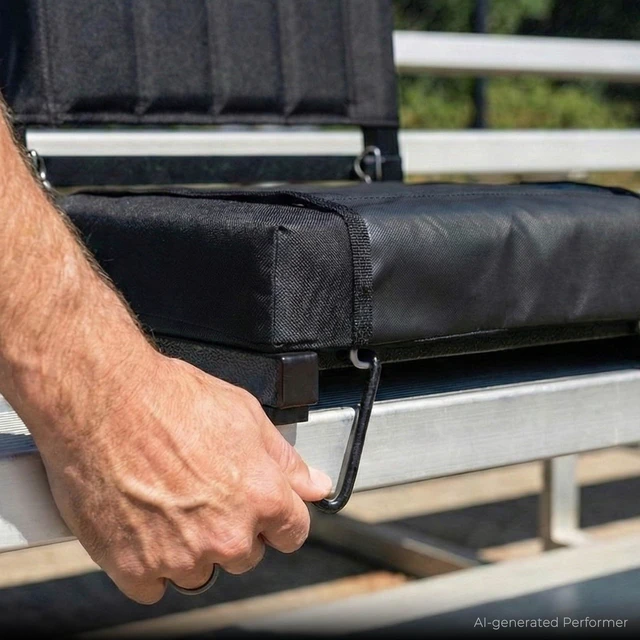 Alt view image 6 of 7 - Stadium Seats with Back Support Folding Chair for Bleachers | 2.8" Thick Padded Bleacher Chairs, Folding Portable Stadium Seat with Anti-Tip Hooks, Back Support & Shoulder Strap