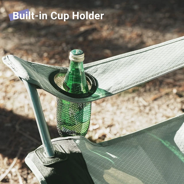 Alt view image 7 of 7 - Folding Camping Chairs, Portable Lightweight Lawn Camp Chair, Gray | for Adults, with Drink Holder and Cooler Pouch, High-Back Design, No Assembly Required, Outdoor for Camping, Picnic, Sports